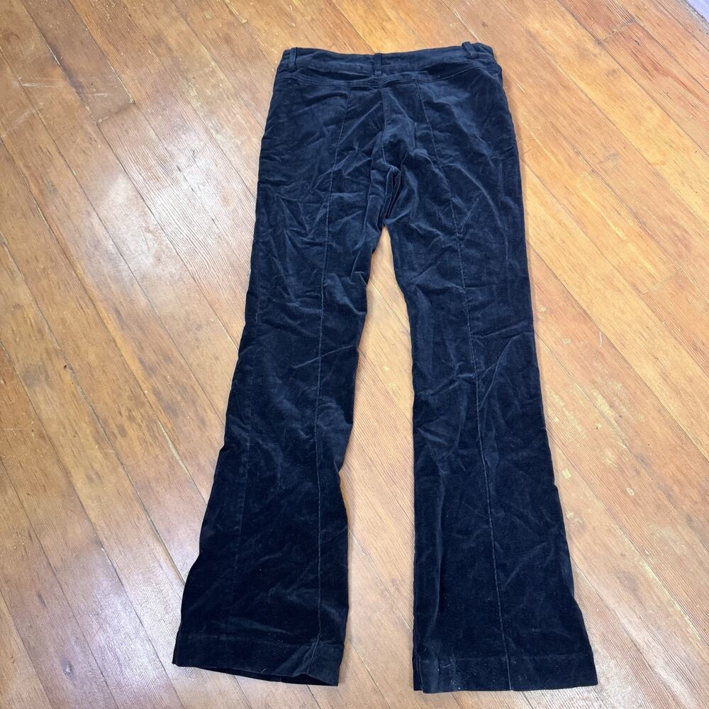Vintage Black Velvet Front Seam Flared Low Rise Dress Pants Stretch Y2K 9 - Picture 2 of 5